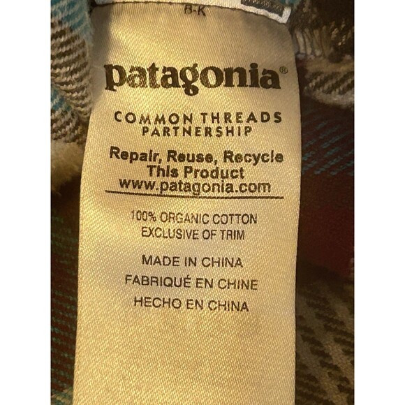 Patagonia Organic Cotton‎ Womens Size 8 Plaid Flannel Hiking Outdoors Mountains - Picture 6 of 12